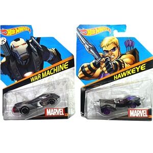 Lot of 2 Hot Wheels Marvel Hawkeye & War Machine Collectible NIP